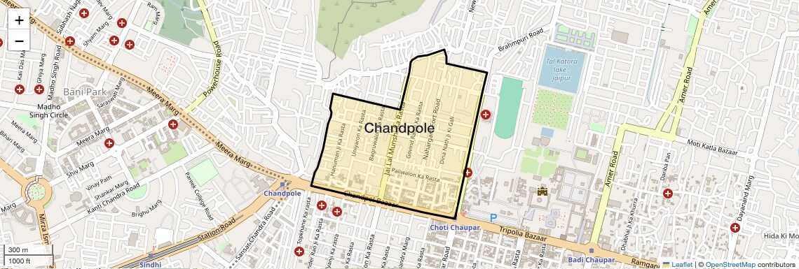 Location Map of Chandpole, Jaipur
