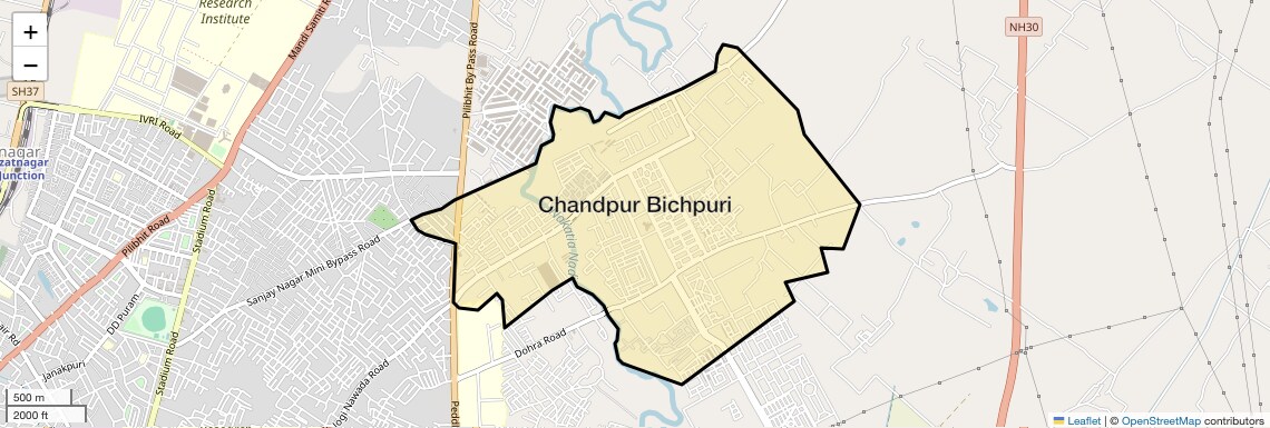 Location Map of Chandpur Bichpuri, Bareilly
