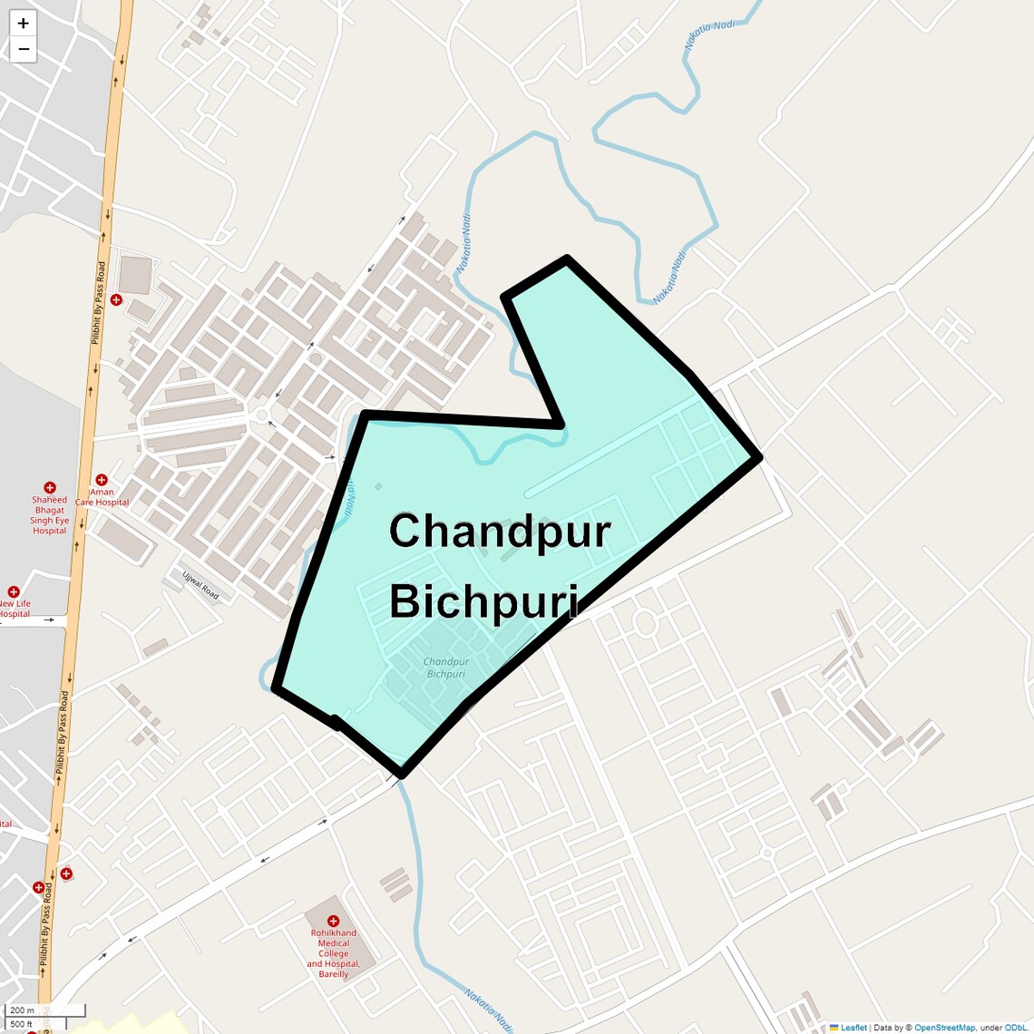 Location Map of Chandpur Bichpuri, Bareilly