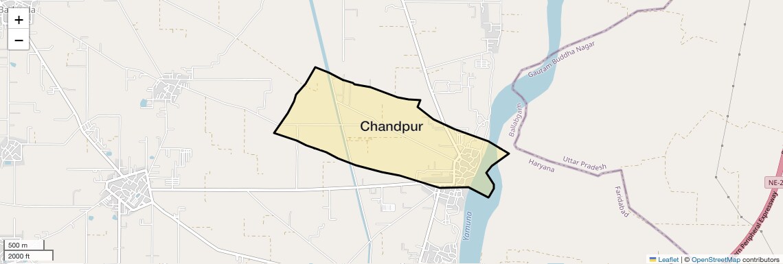 Location Map of Chandpur, Faridabad