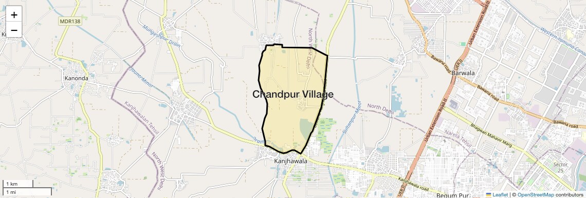 Location Map of Chandpur Village, Delhi