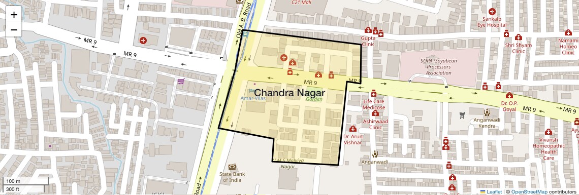 Location Map of Chandra Nagar, Indore