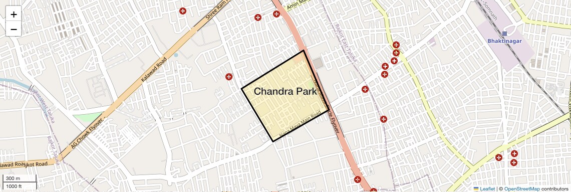 Location Map of Chandra Park, Rajkot