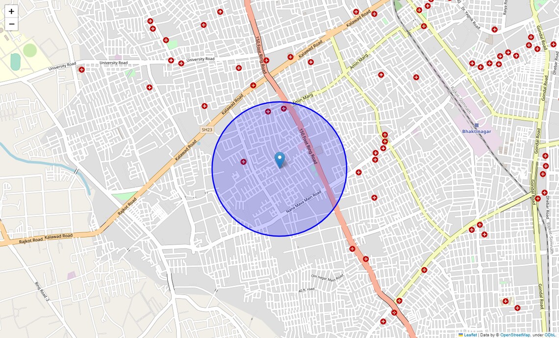 Location Map of Chandra Park, Rajkot