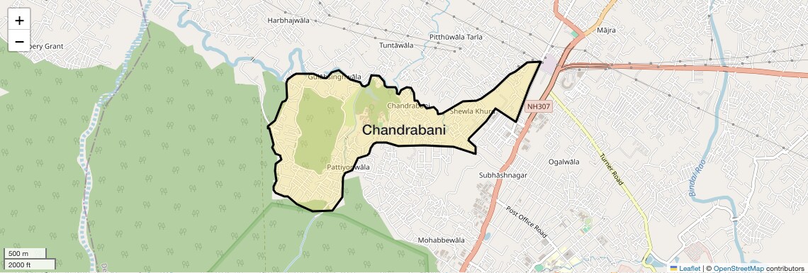 Location Map of Chandrabani, Dehradun