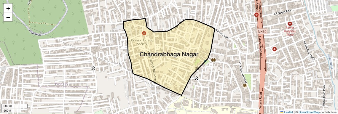 Location Map of Chandrabhaga Nagar, Pune