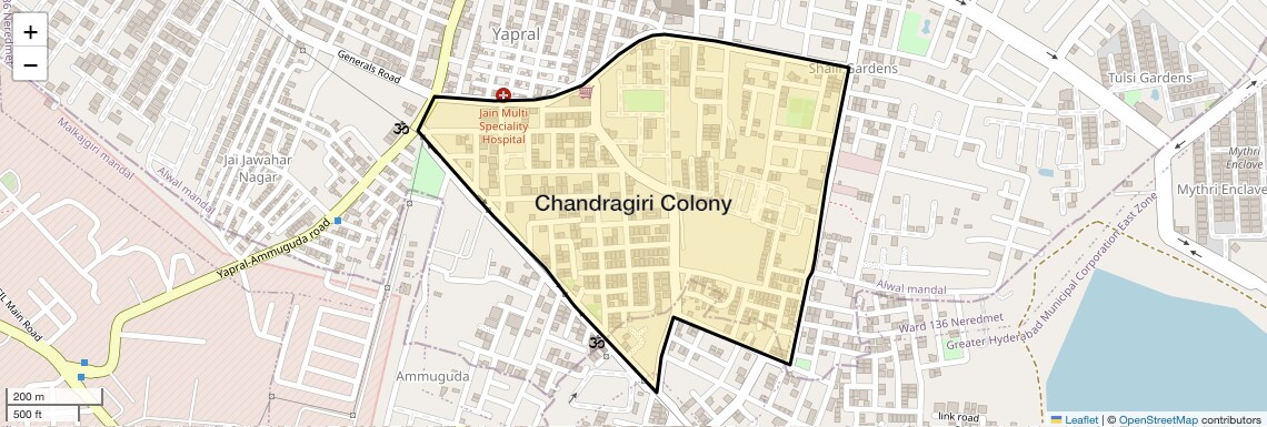 Location Map of Chandragiri Colony, Hyderabad