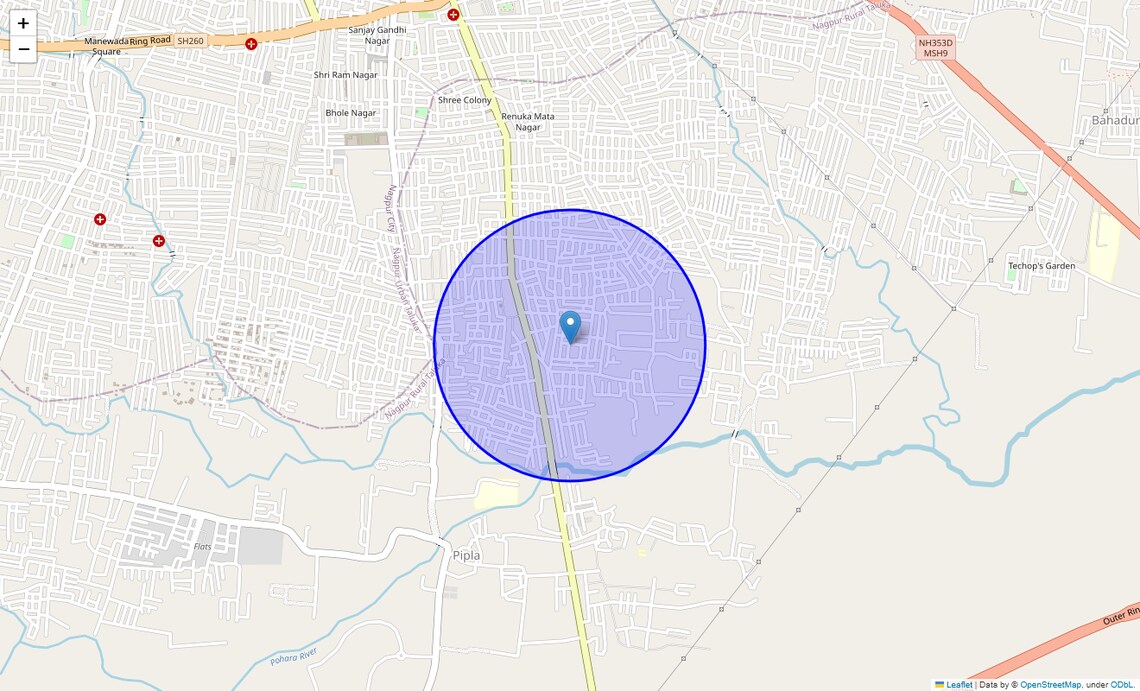 Location Map of Chandrakiran Nagar, Nagpur