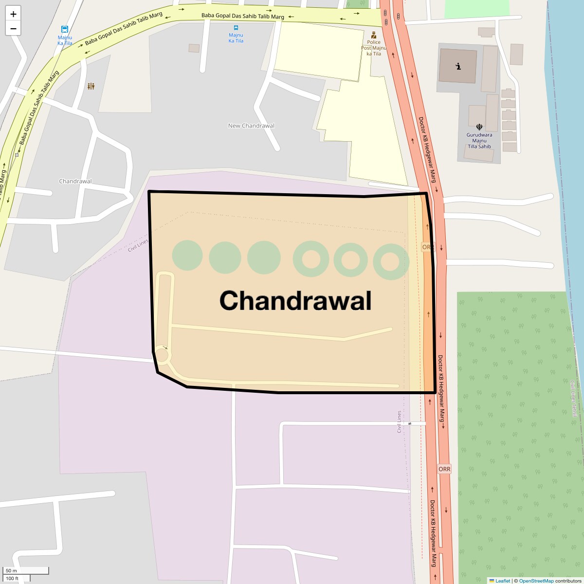 Location Map of Chandrawal, Delhi