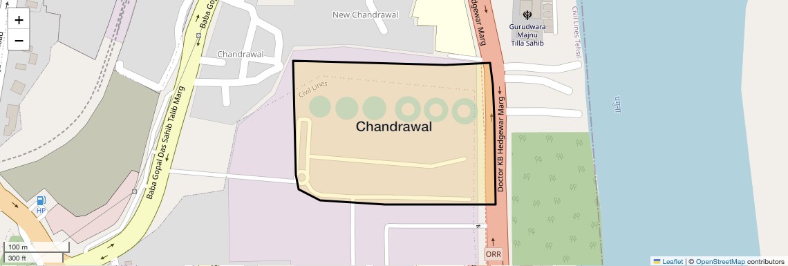 Location Map of Chandrawal, Delhi