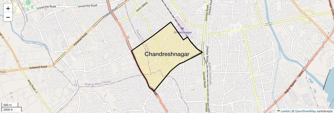 Location Map of Chandreshnagar, Rajkot