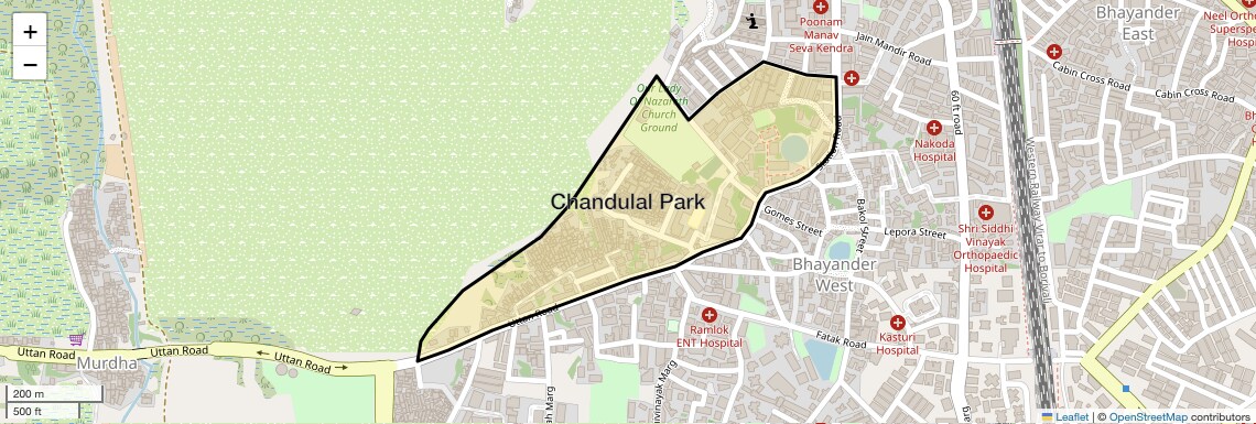 Location Map of Chandulal Park, Thane