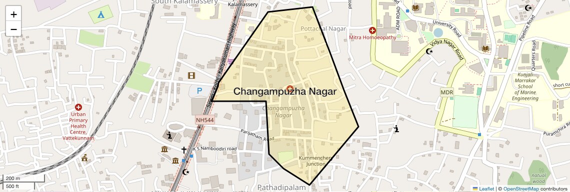 Location Map of Changampuzha Nagar, Kochi