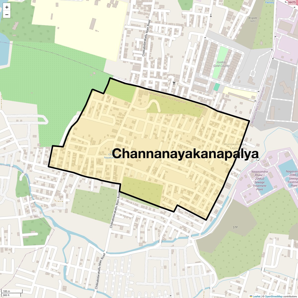 Location Map of Channanayakanapalya, Bangalore