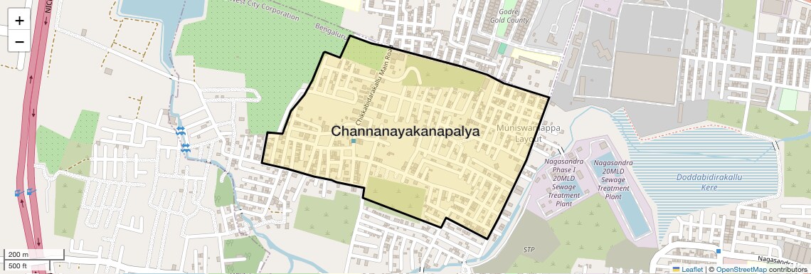Location Map of Channanayakanapalya, Bangalore