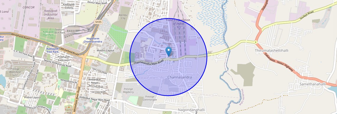 Location Map of Channasandra Main Road, Bangalore