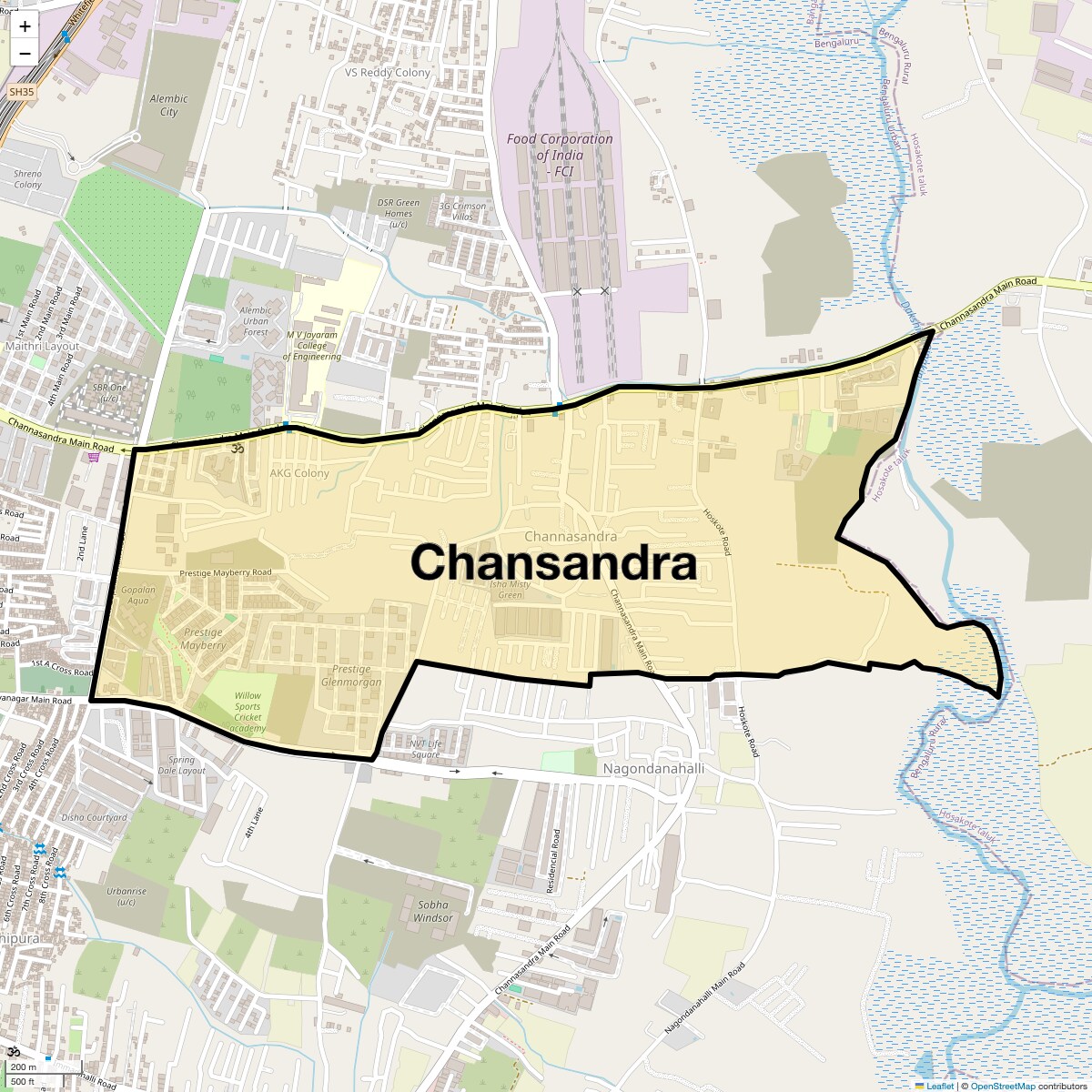 Location Map of Chansandra, Bangalore