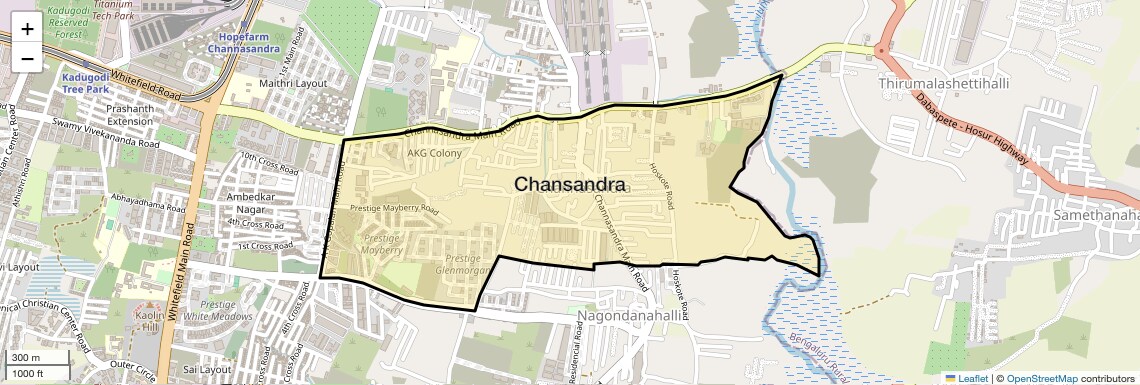 Location Map of Chansandra, Bangalore