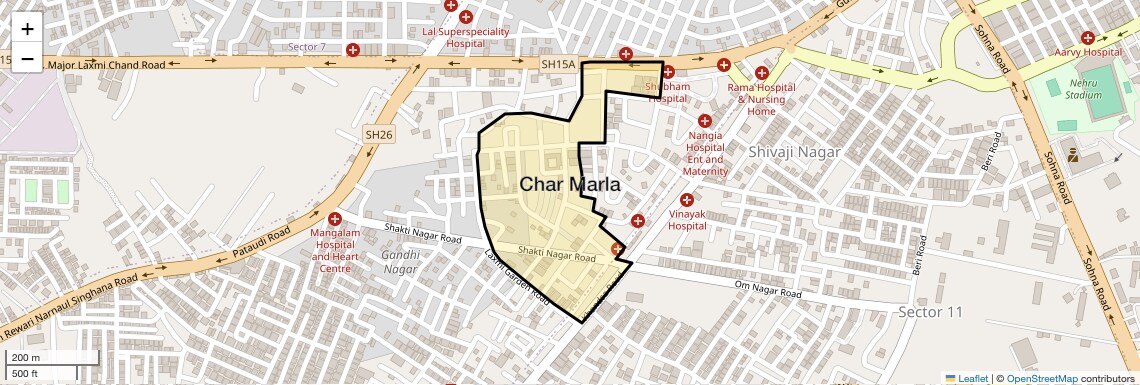 Location Map of Char Marla, Gurgaon