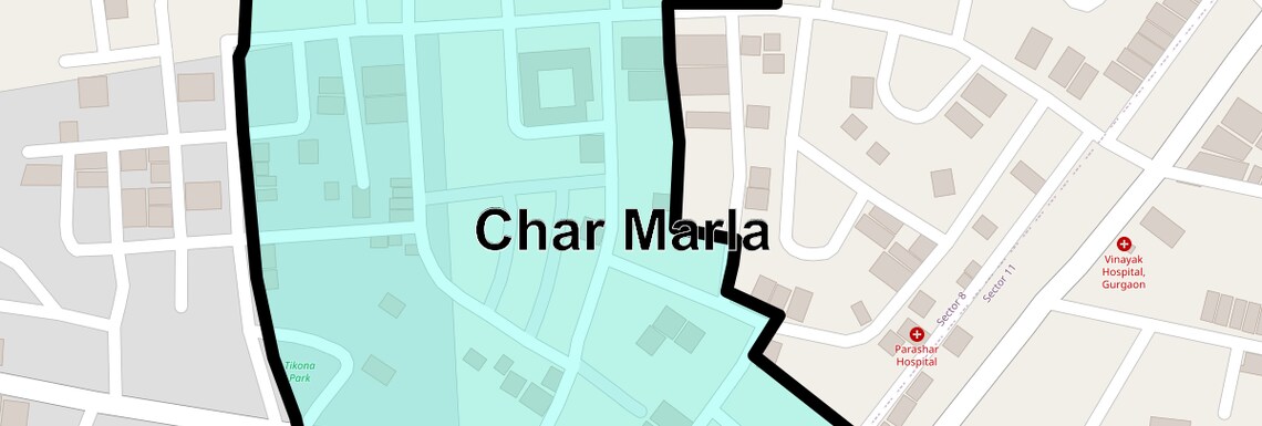 Location Map of Char Marla, Gurgaon