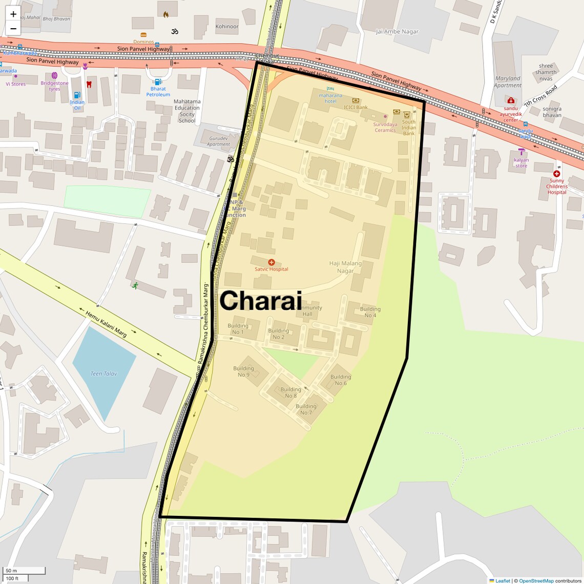 Location Map of Charai, Mumbai