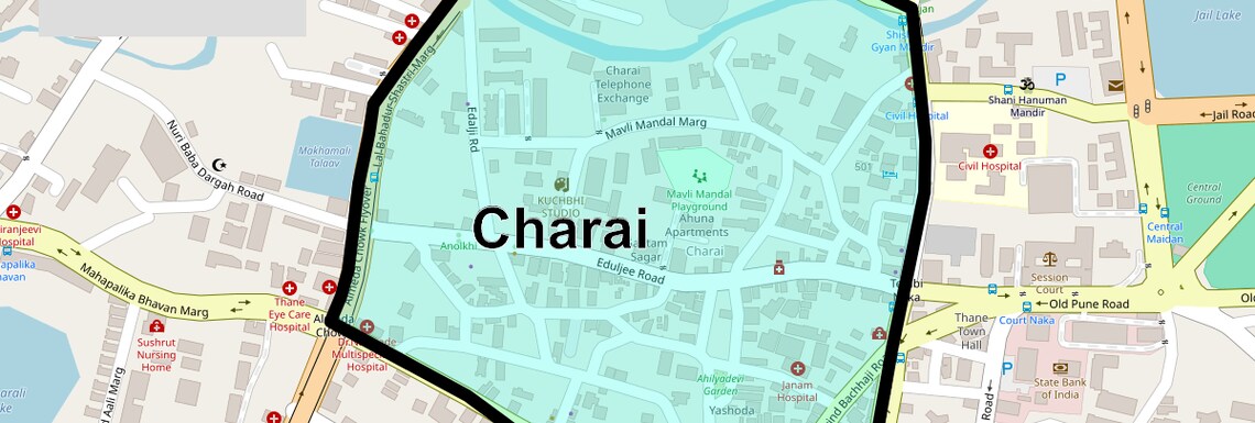 Location Map of Charai, Thane