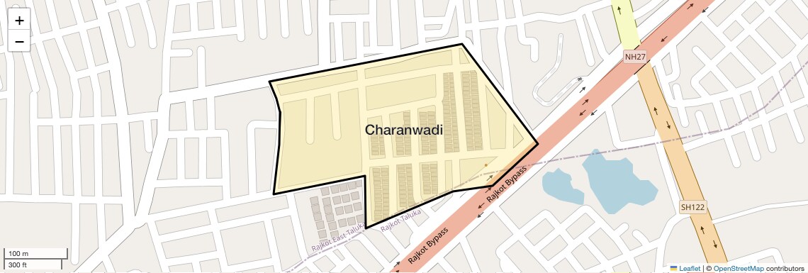 Location Map of Charanwadi, Rajkot