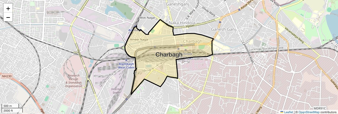 Location Map of Charbagh, Lucknow