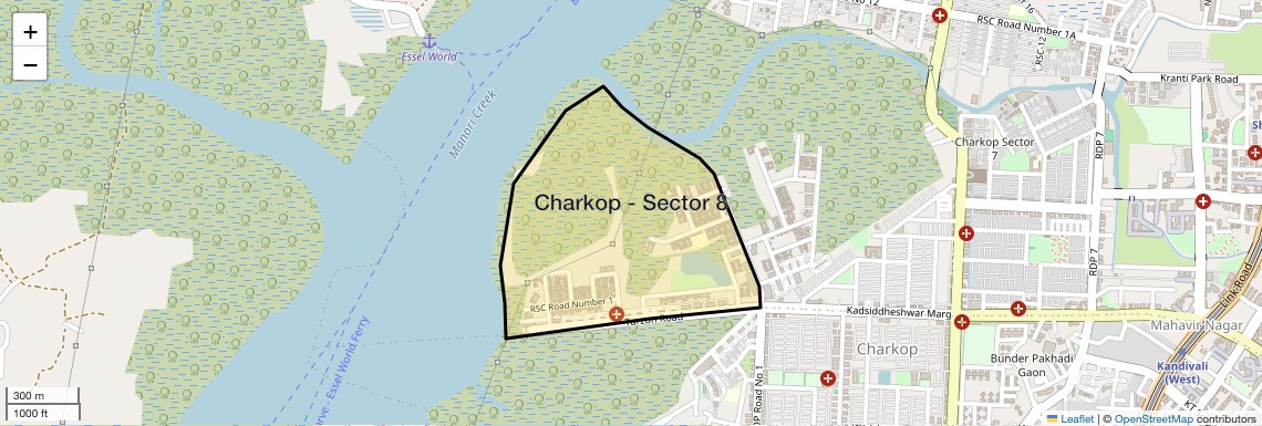 Location Map of Charkop - Sector 8, Mumbai