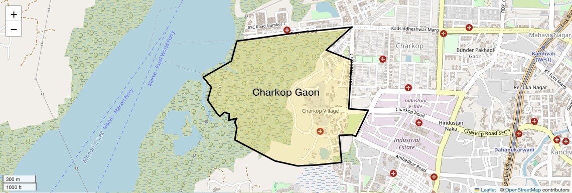 Location Map of Charkop Gaon, Mumbai