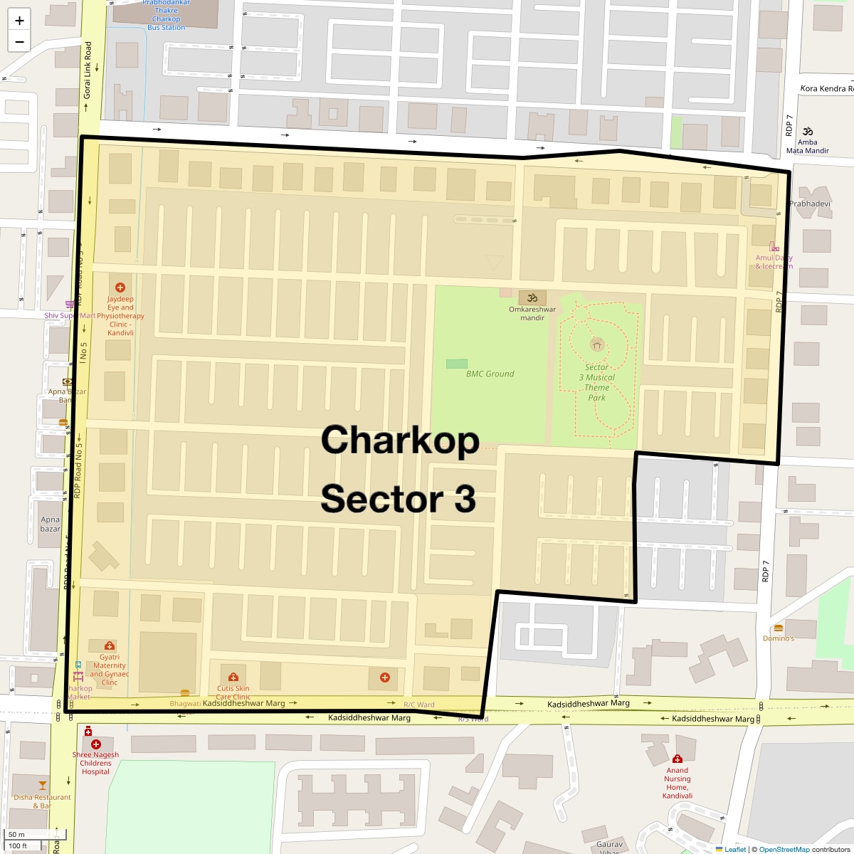Location Map of Charkop Sector 3, Mumbai