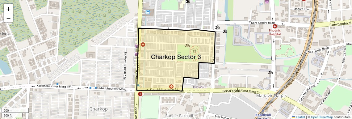 Location Map of Charkop Sector 3, Mumbai
