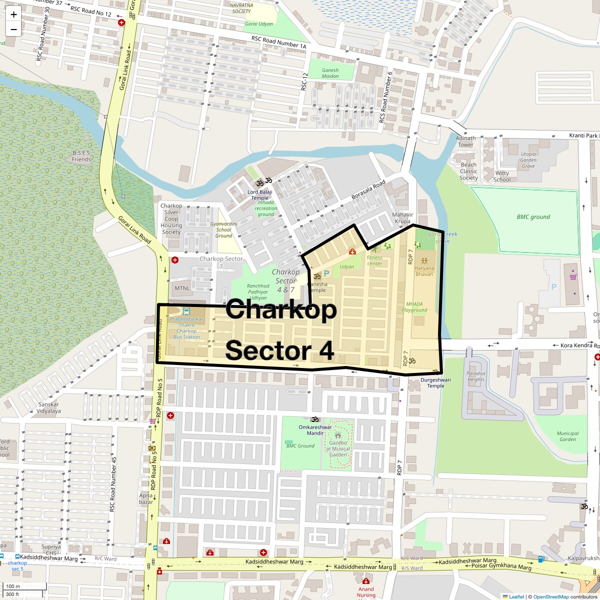 Location Map of Charkop Sector 4, Mumbai