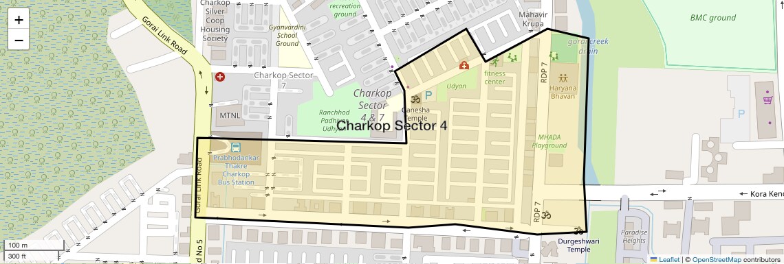 Location Map of Charkop Sector 4, Mumbai