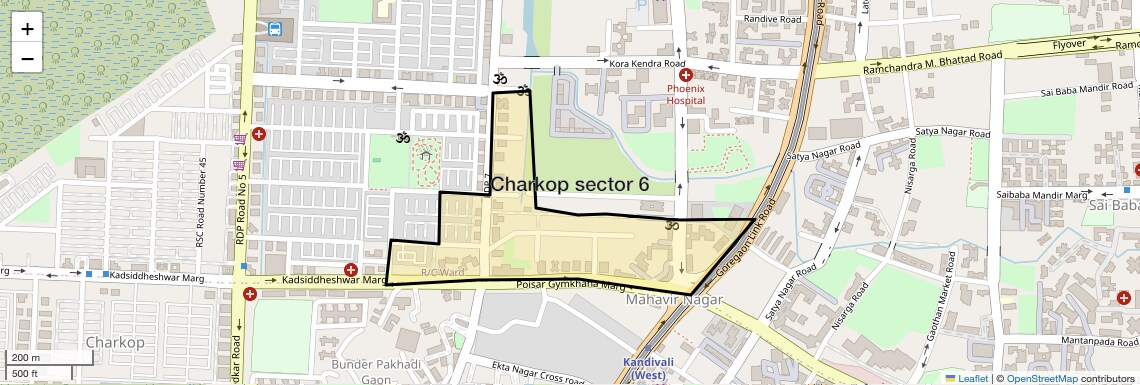 Location Map of Charkop sector 6, Mumbai