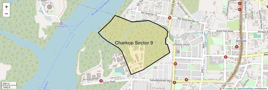 Location Map of Charkop Sector 9, Mumbai