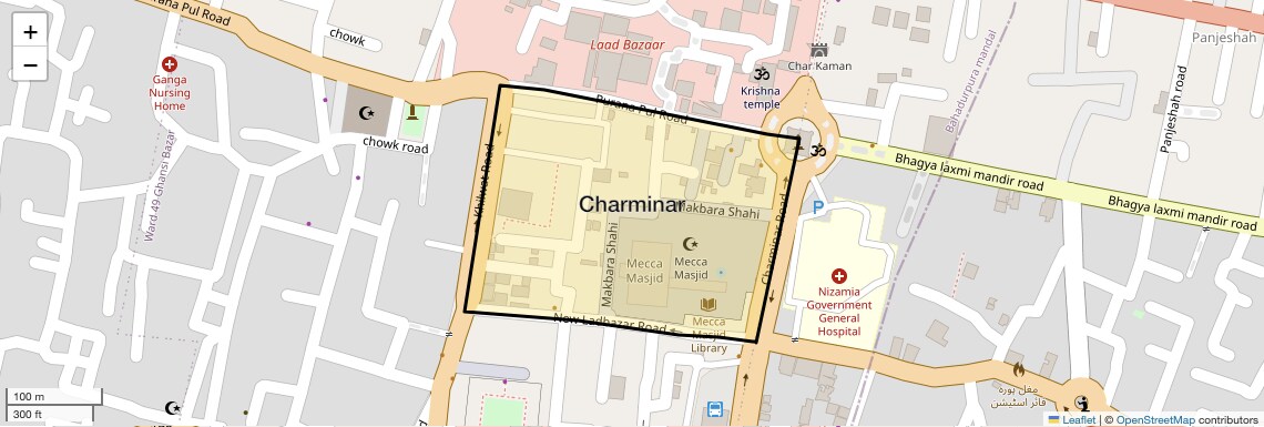 Location Map of Charminar, Hyderabad