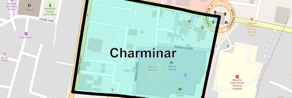 Location Map of Charminar, Hyderabad