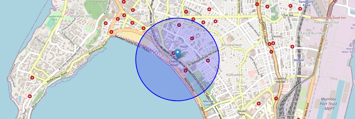 Location Map of Charni Road, Mumbai