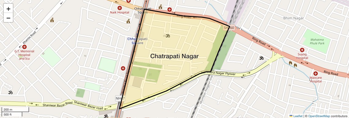 Location Map of Chatrapati Nagar, Nagpur