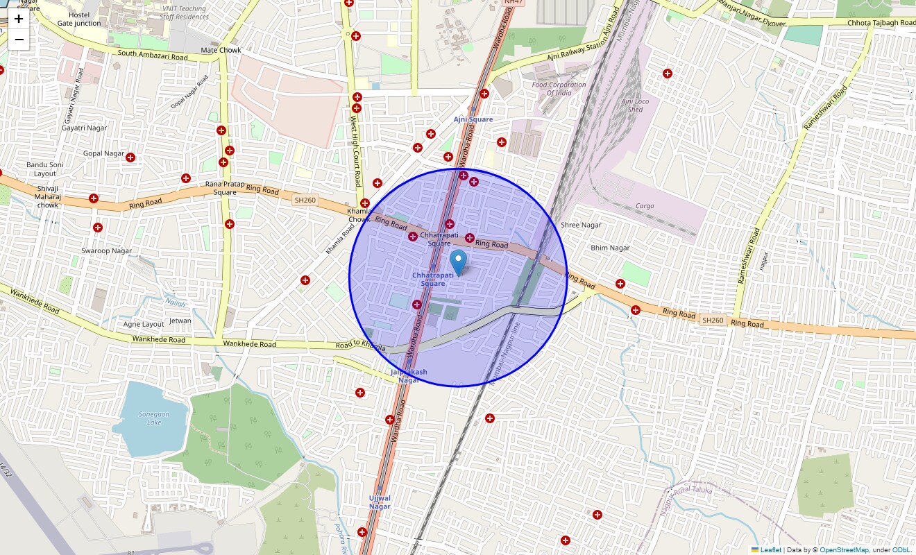 Location Map of Chatrapati Nagar, Nagpur