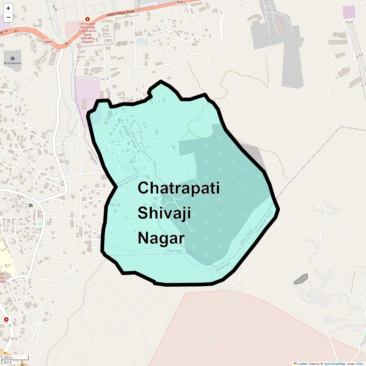 Location Map of Chatrapati Shivaji Nagar, Thane