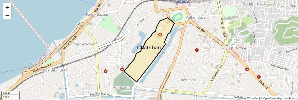Location Map of Chatribari, Guwahati