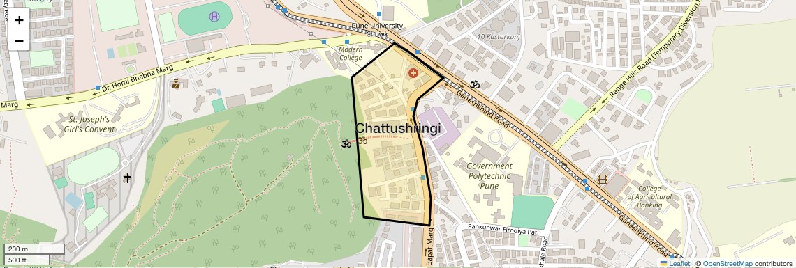 Location Map of Chattushringi, Pune
