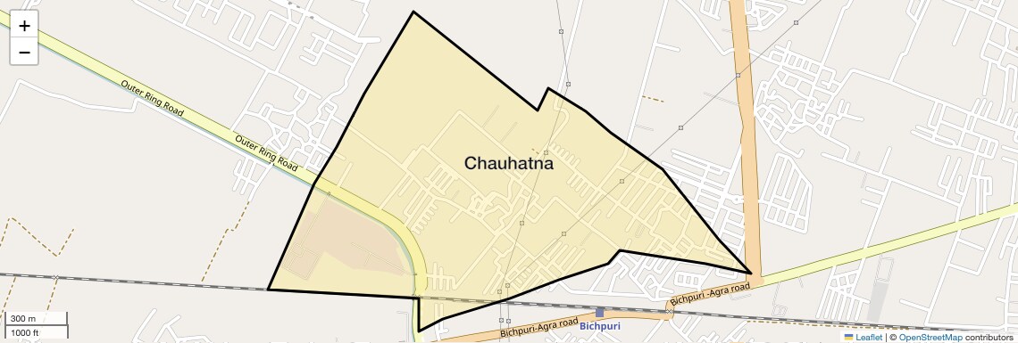 Location Map of Chauhatna, Agra