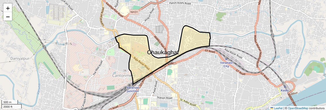 Location Map of Chaukaghat, Varanasi