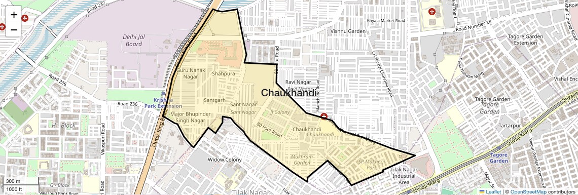 Location Map of Chaukhandi, Delhi