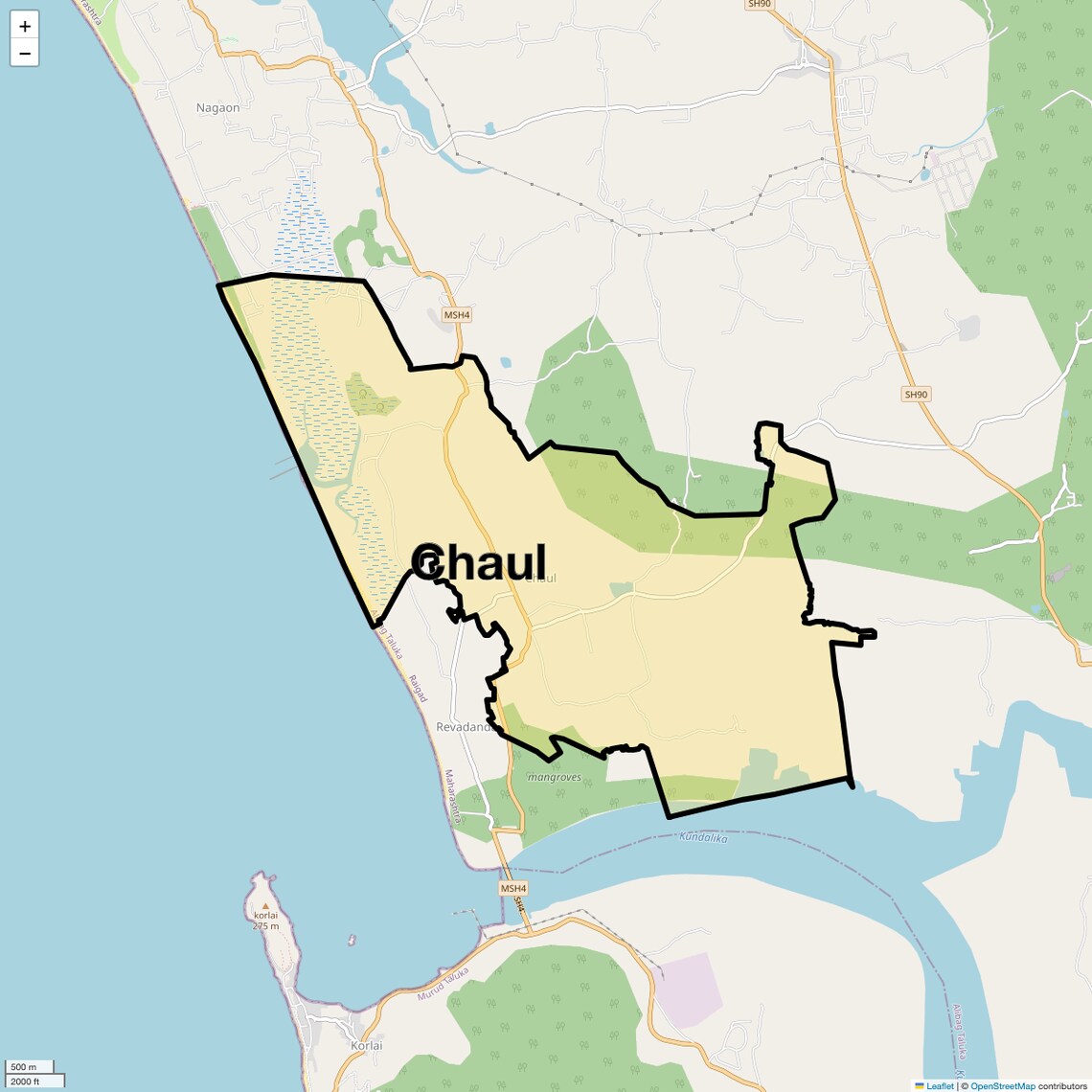 Location Map of Chaul, Navi Mumbai