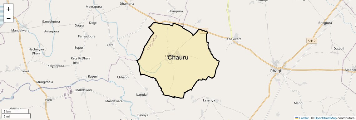 Location Map of Chauru, Jaipur