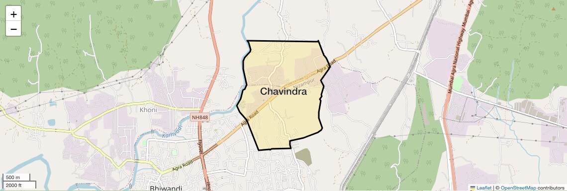 Location Map of Chavindra, Thane